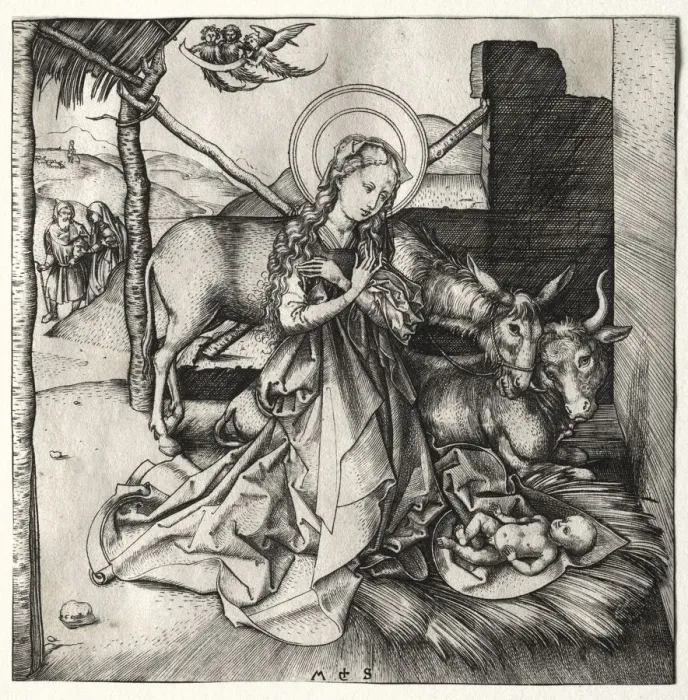 Framed Print : The Life of Christ: The Nativity, c. 1480-1490. Creator: Martin Schongauer (German, c Framed Print : The Life of Christ: The Nativity, c. 1480-1490. Creator: Martin Schongauer (German, c