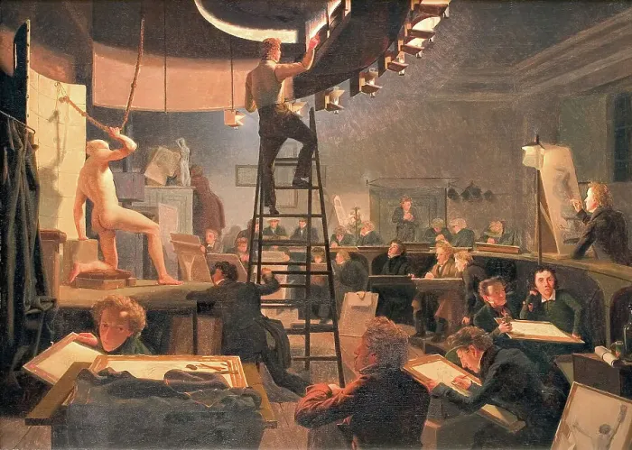 Framed Print : The Life Class at the Royal Academy of Fine Arts, 1826. Creator: Wilhelm Bendz Framed Print : The Life Class at the Royal Academy of Fine Arts, 1826. Creator: Wilhelm Bendz