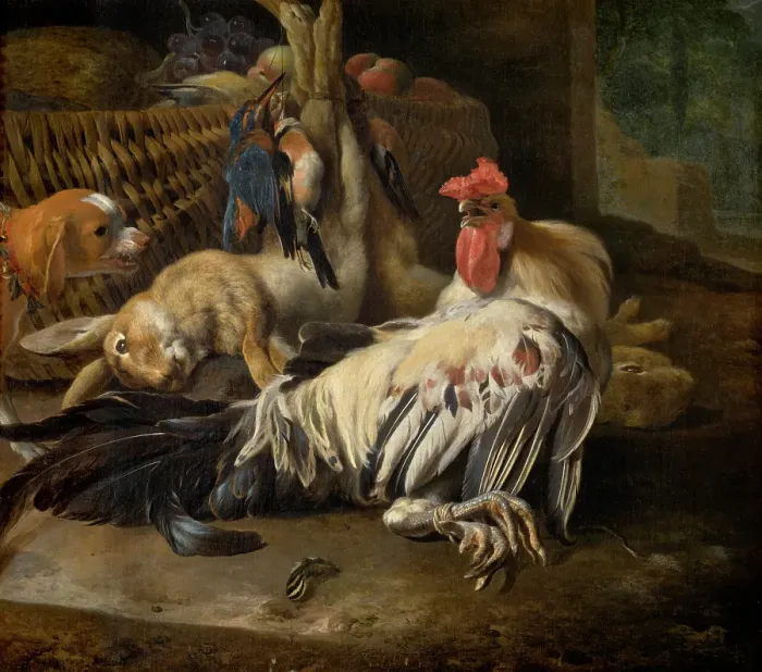 Framed Print : Still Life with Cock, c1660-1690. Creator: Melchior d'Hondecoeter Framed Print : Still Life with Cock, c1660-1690. Creator: Melchior d'Hondecoeter