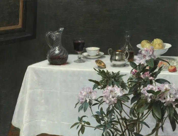 Framed Print : Still Life: Corner of a Table, 1873. Creator: Henri Fantin-Latour Framed Print : Still Life: Corner of a Table, 1873. Creator: Henri Fantin-Latour