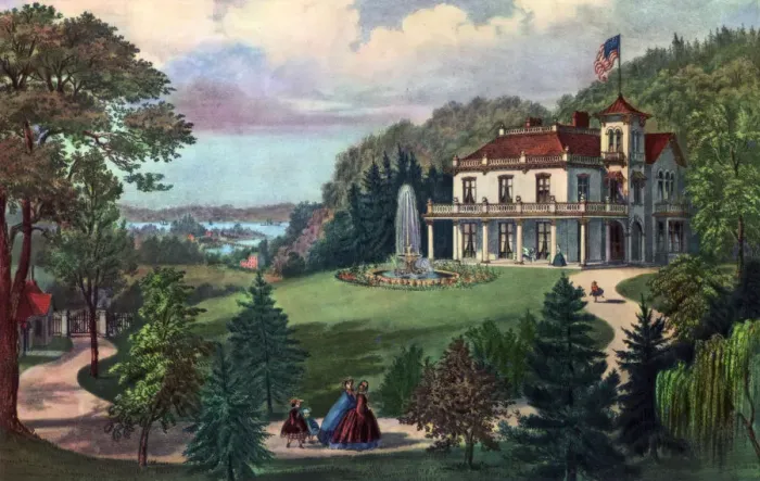 Framed Print : Life in the Country, Evening, 1862. Artist: Currier and Ives Framed Print : Life in the Country, Evening, 1862. Artist: Currier and Ives