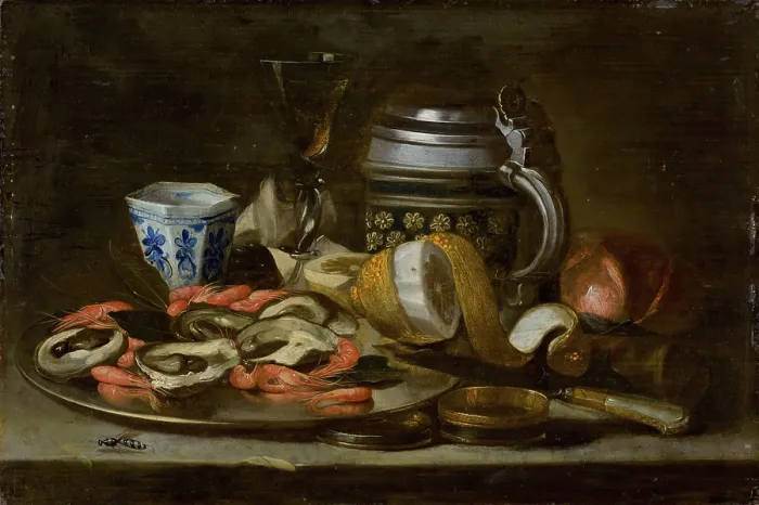 Framed Print : Still Life with Crayfish and Oysters, 1675-1700. Creator: Unknown Framed Print : Still Life with Crayfish and Oysters, 1675-1700. Creator: Unknown