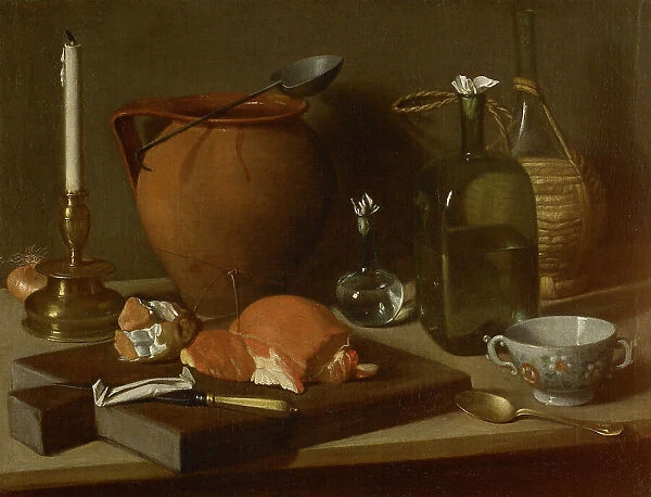 Still life with cup, bottle, clay pot and candlestick. Creator: Magini, Carlo (1720-1806)