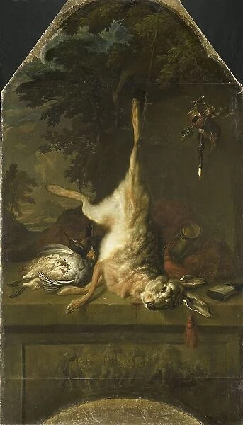 Still Life with Dead Hare and Partridges, 1717. Creator: Dirk Valkenburg