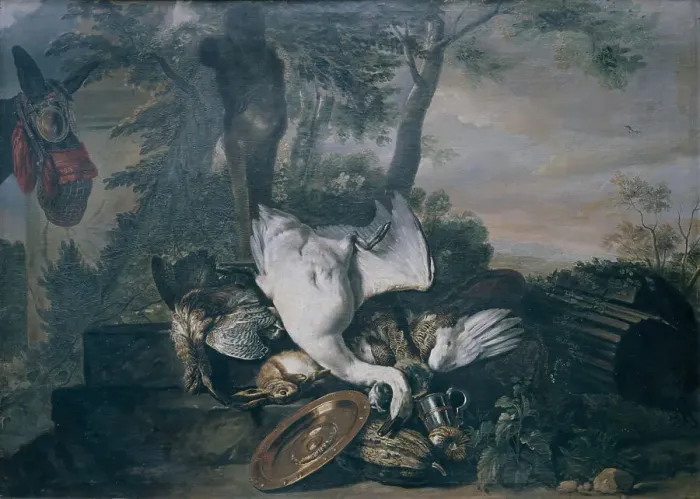 Framed Print : Still Life with Dead Swan, mid-17th century. Creator: Adriaen van Utrecht Framed Print : Still Life with Dead Swan, mid-17th century. Creator: Adriaen van Utrecht
