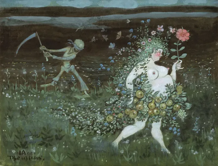 Framed Print : Life and Death, 1905. Creator: Ivar Arosenius Framed Print : Life and Death, 1905. Creator: Ivar Arosenius