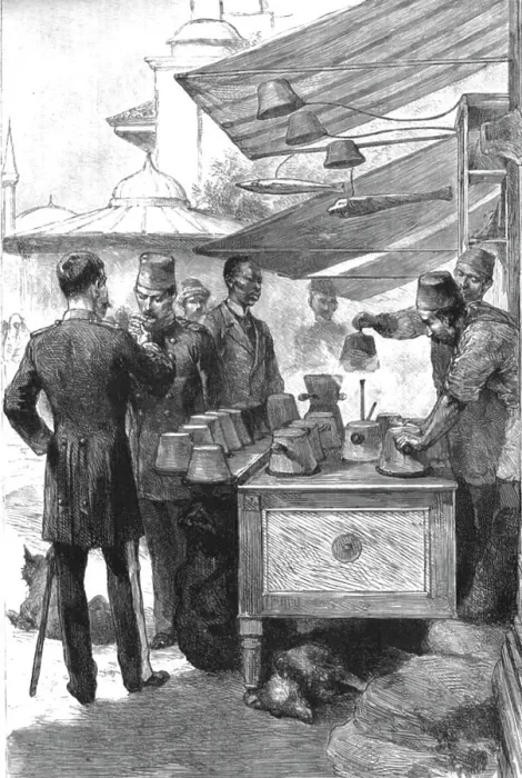 Framed Print : Life in the East -- Fez blockers in the Bazaar at Stamboul, 1890. Creator: Unknown Framed Print : Life in the East -- Fez blockers in the Bazaar at Stamboul, 1890. Creator: Unknown