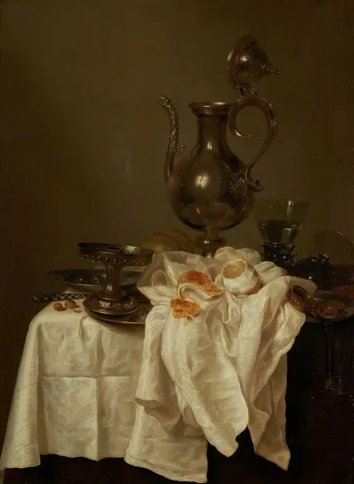 Framed Print : Still life with ewer, 1643. Creator: Willem Claesz Heda Framed Print : Still life with ewer, 1643. Creator: Willem Claesz Heda
