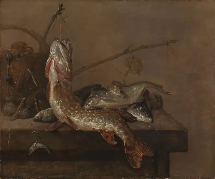 Framed Print : Still life with fish, 1648-1672. Creator: Pieter van Noort Framed Print : Still life with fish, 1648-1672. Creator: Pieter van Noort