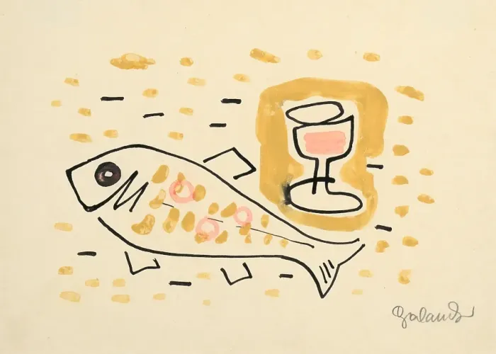 Framed Print : Still life with fish, 1937. Creator: Mikulas Galanda Framed Print : Still life with fish, 1937. Creator: Mikulas Galanda