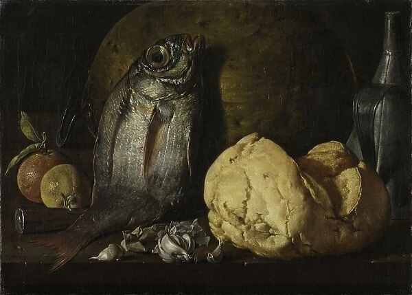 Still Life with Fish, Bread, and Kettle, c. 1772. Creator: Luis Melendez (Spanish, 1716-1780)