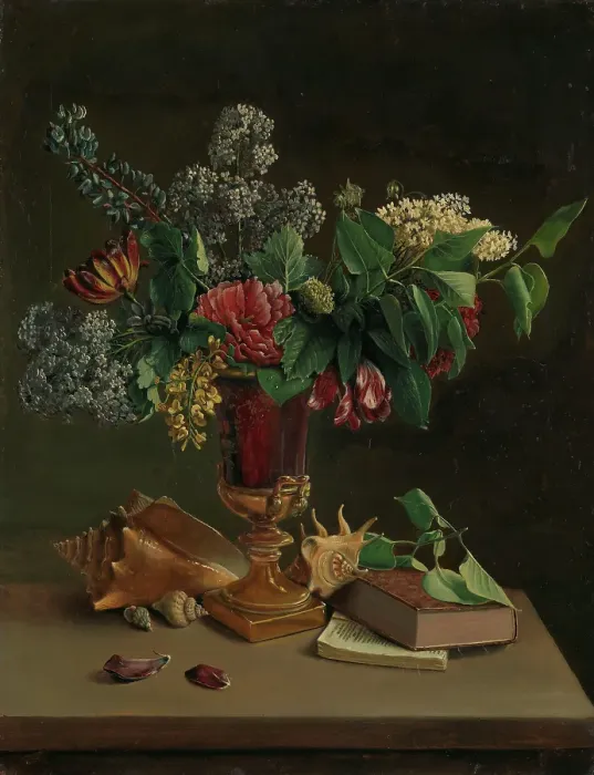 Framed Print : Still Life with Flowers, 1847. Creator: Knud Bergslien Framed Print : Still Life with Flowers, 1847. Creator: Knud Bergslien