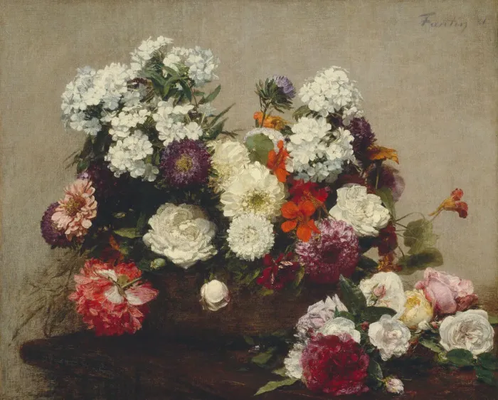 Framed Print : Still Life with Flowers, 1881. Creator: Henri Fantin-Latour Framed Print : Still Life with Flowers, 1881. Creator: Henri Fantin-Latour
