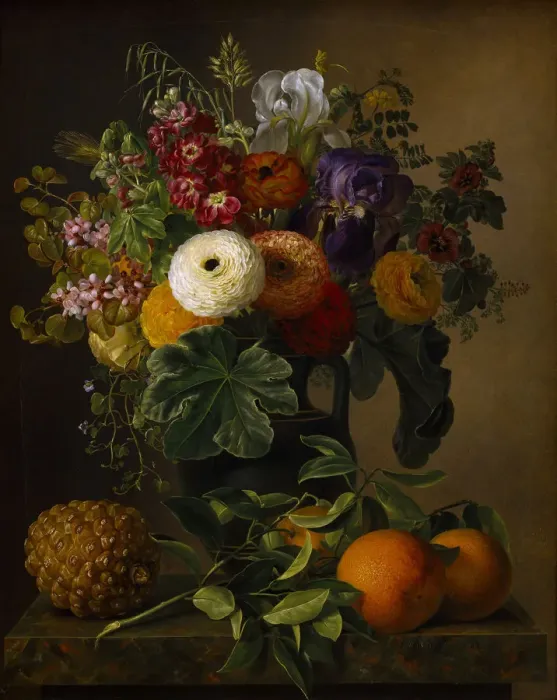 Framed Print : Still life with flowers in an antique vase, 1834. Creator: Jensen, Johan Laurentz (1800-1856) Framed Print : Still life with flowers in an antique vase, 1834. Creator: Jensen, Johan Laurentz (1800-1856)