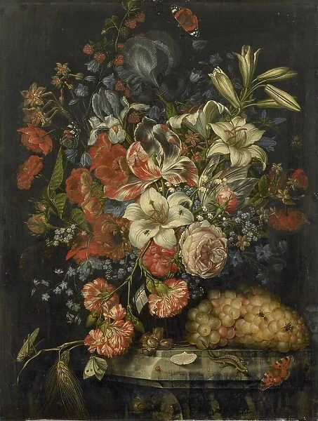 Still Life with Flowers and Fruit, 1671. Creator: Ottmar Elliger