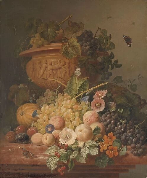 Still Life with Flowers and Fruit, 1824. Creator: Eelke Jelles Eelkema