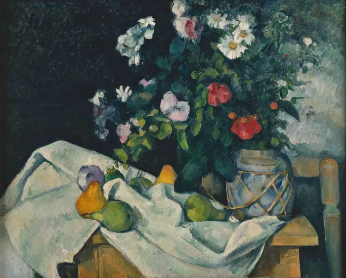 Framed Print : Still Life with Flowers and Fruit, 1889-1890. Artist: Cezanne, Paul (1839-1906) Framed Print : Still Life with Flowers and Fruit, 1889-1890. Artist: Cezanne, Paul (1839-1906)
