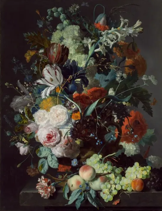 Framed Print : Still Life with Flowers and Fruit, c. 1715. Creator: Jan van Huysum Framed Print : Still Life with Flowers and Fruit, c. 1715. Creator: Jan van Huysum