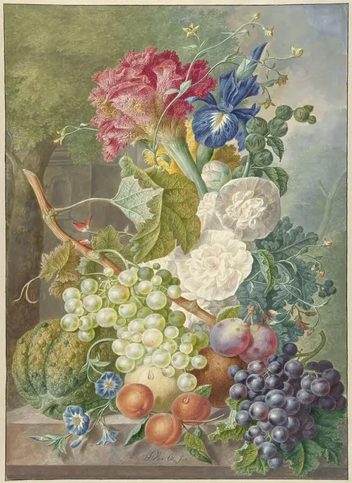 Framed Print : Still Life with Flowers and Fruit, c.1775-c.1800. Creator: Jan van Os Framed Print : Still Life with Flowers and Fruit, c.1775-c.1800. Creator: Jan van Os