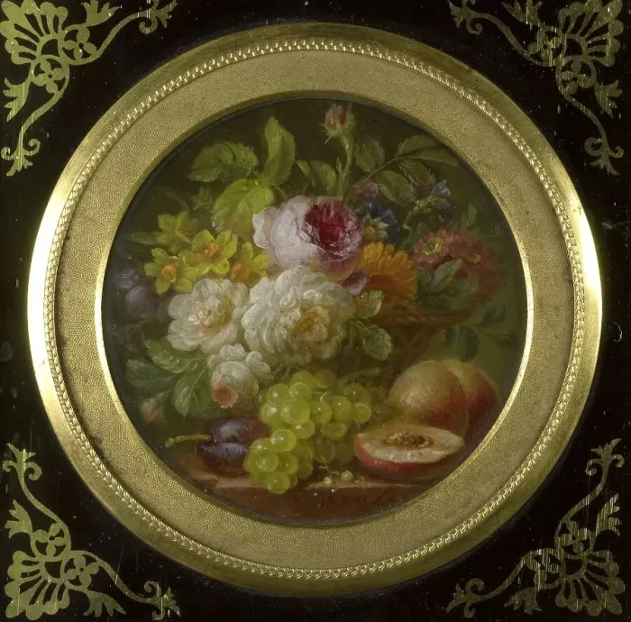Framed Print : Still Life with Flowers and Fruits, 1780-1810. Creator: Willem van Leen Framed Print : Still Life with Flowers and Fruits, 1780-1810. Creator: Willem van Leen