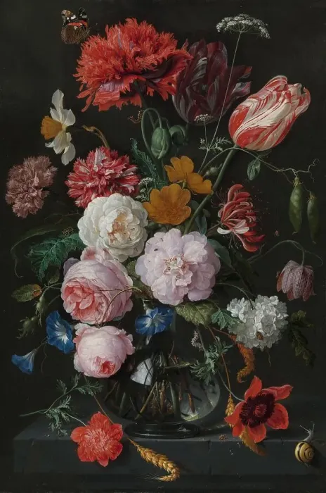 Framed Print : Still Life with Flowers in a Glass Vase, 1650-1683. Creator: Jan Davidsz de Heem Framed Print : Still Life with Flowers in a Glass Vase, 1650-1683. Creator: Jan Davidsz de Heem