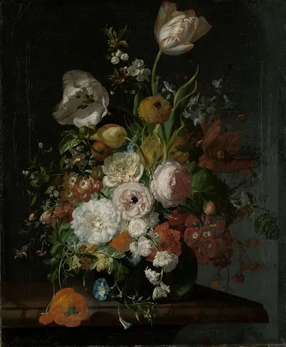Framed Print : Still Life with Flowers in a Glass Vase, c.1690-c.1720. Creator: Rachel Ruysch Framed Print : Still Life with Flowers in a Glass Vase, c.1690-c.1720. Creator: Rachel Ruysch