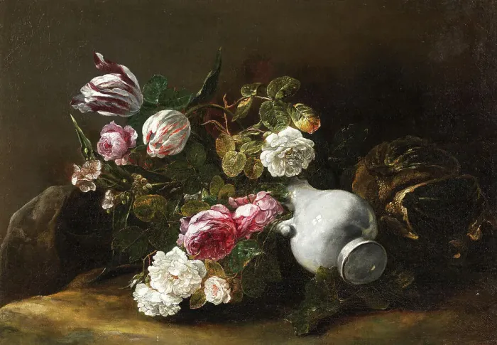 Framed Print : Still Life of Flowers and an Overturned Jug, c.1659. Creator: Jan Fyt Framed Print : Still Life of Flowers and an Overturned Jug, c.1659. Creator: Jan Fyt