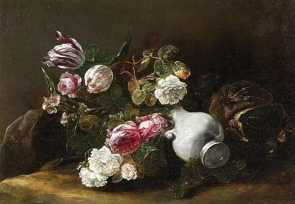 Still Life of Flowers and an Overturned Jug, c.1659. Creator: Jan Fyt