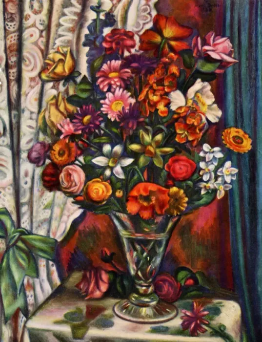 Framed Print : Still life of flowers in a silver vase, 1930. Artist: Mark Gertler Framed Print : Still life of flowers in a silver vase, 1930. Artist: Mark Gertler