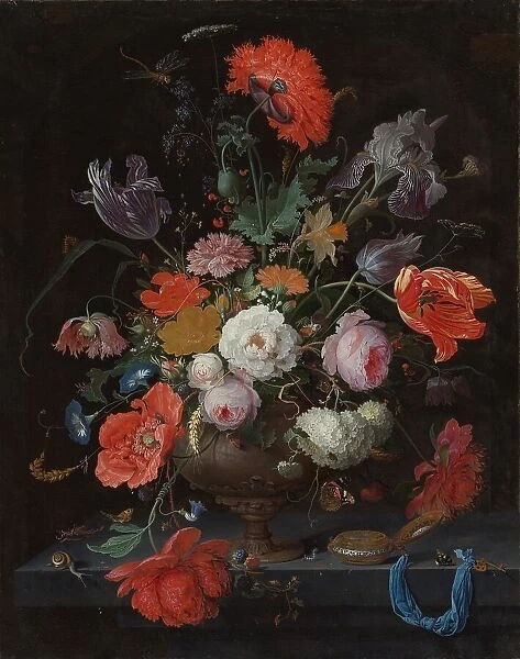 Still Life with Flowers and a Watch, c.1660-c.1679. Creator: Abraham Mignon