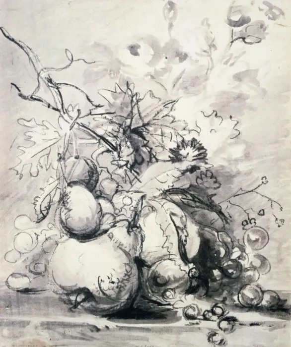 Framed Print : Still Life of Fruit, (1700 - 1749?). Artist: Jan van Huysum Framed Print : Still Life of Fruit, (1700 - 1749?). Artist: Jan van Huysum