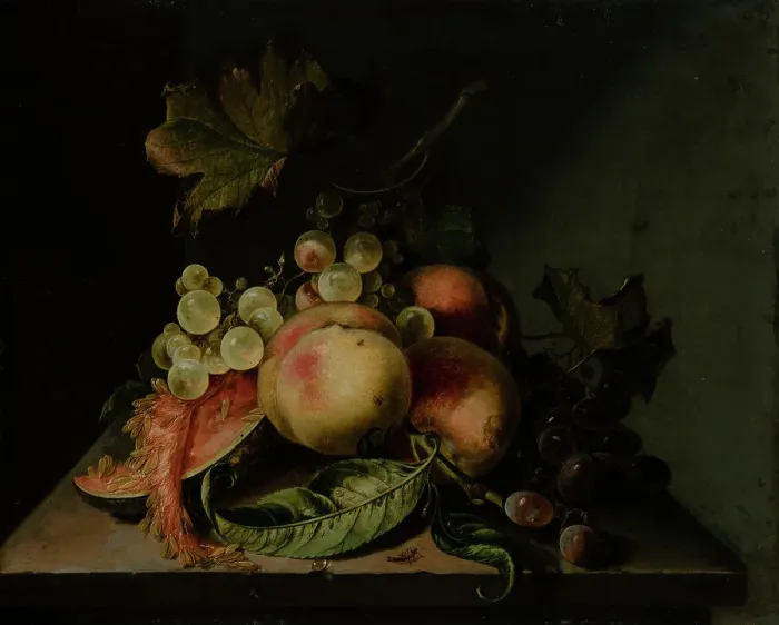Framed Print : Still life with fruit, 1750-1793. Creator: Gertrud Metz Framed Print : Still life with fruit, 1750-1793. Creator: Gertrud Metz