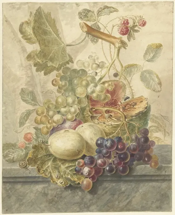 Framed Print : Still life with fruit, 1771-1816. Creator: Hendrik Schwegman Framed Print : Still life with fruit, 1771-1816. Creator: Hendrik Schwegman