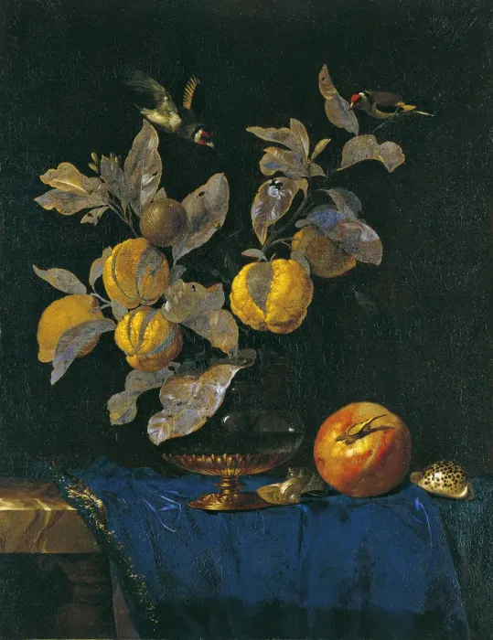 Framed Print : Still Life with Fruit. Artist: Aelst, Willem, van (1625- after 1683) Framed Print : Still Life with Fruit. Artist: Aelst, Willem, van (1625- after 1683)