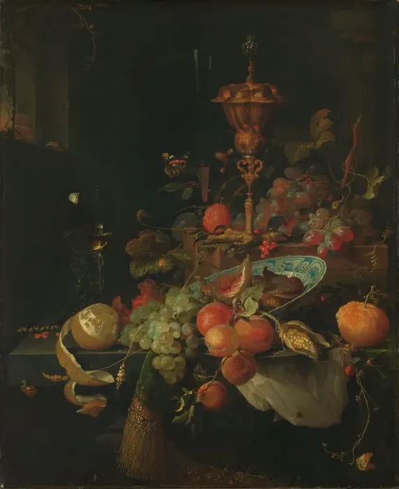 Framed Print : Still Life with Fruit and a Beaker on a Cock's Foot, 1660-1679. Creator: Abraham Mignon Framed Print : Still Life with Fruit and a Beaker on a Cock's Foot, 1660-1679. Creator: Abraham Mignon