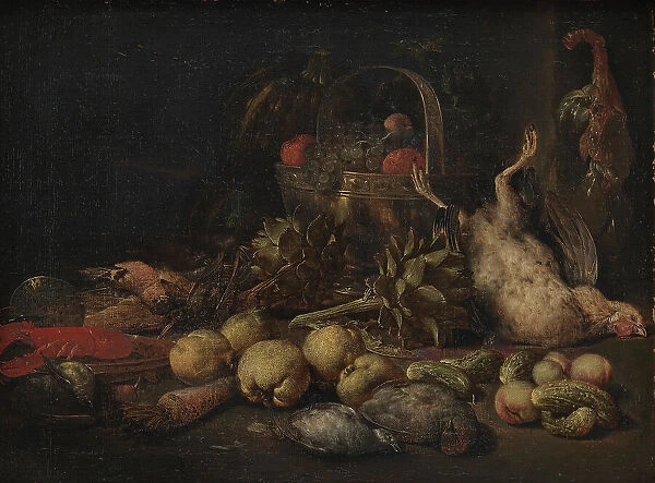 Still Life with Fruit and Birds, 1636-1691. Creator: Peeter Gysels