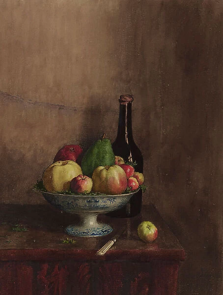 Still Life with Fruit Bowl (Quinces, Apples and a Pear), 1863. Creator: Leon Bonvin