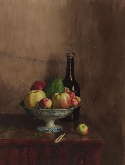 Framed Print : Still Life with Fruit Bowl (Quinces, Apples and a Pear), 1863. Creator: Leon Bonvin Framed Print : Still Life with Fruit Bowl (Quinces, Apples and a Pear), 1863. Creator: Leon Bonvin