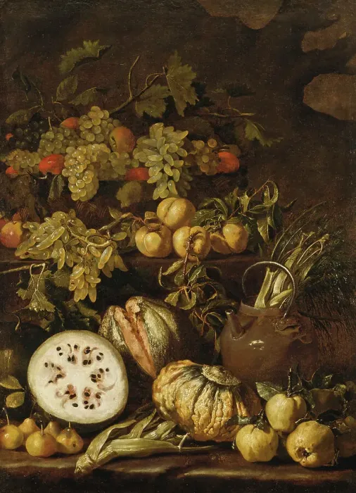 Framed Print : Still Life with Fruit. Creator: Pietro Paolo Bonzi Framed Print : Still Life with Fruit. Creator: Pietro Paolo Bonzi