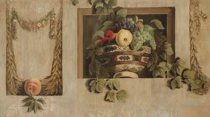 Framed Print : Still Life with Fruit and Flower Garlands, 1645-1650. Creator: Jacob van Campen Framed Print : Still Life with Fruit and Flower Garlands, 1645-1650. Creator: Jacob van Campen
