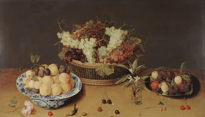 Framed Print : Still life with fruit and flowers, between 1624 and 1700. Creator: Isaak Soreau Framed Print : Still life with fruit and flowers, between 1624 and 1700. Creator: Isaak Soreau