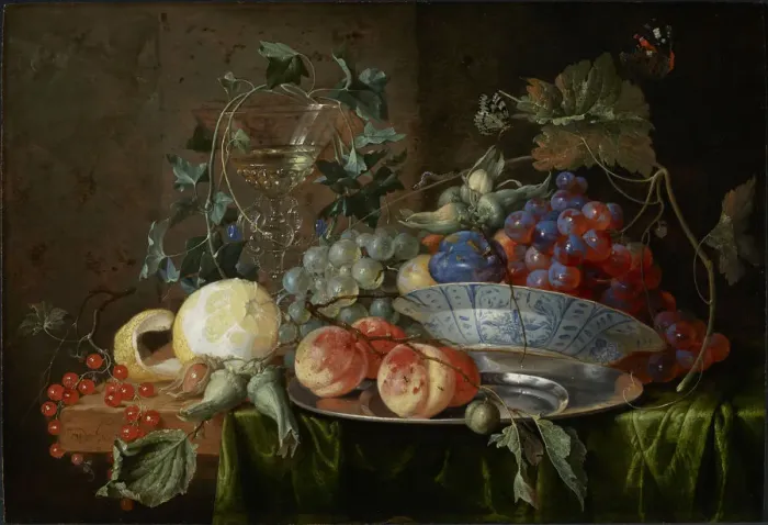 Framed Print : Still life with fruit and a glass a la facon de Venise, ca 1652. Creator: Heem Framed Print : Still life with fruit and a glass a la facon de Venise, ca 1652. Creator: Heem