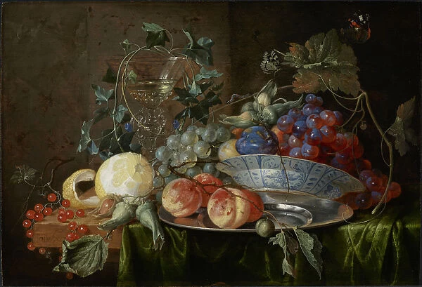 Still life with fruit and a glass a la facon de Venise, ca 1652. Creator: Heem