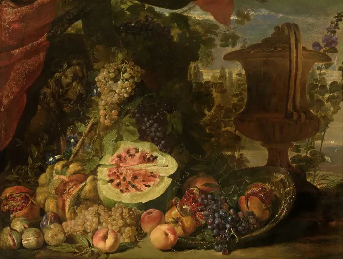 Framed Print : Still Life with Fruit, mid-late 17th century. Creator: David de Coninck Framed Print : Still Life with Fruit, mid-late 17th century. Creator: David de Coninck