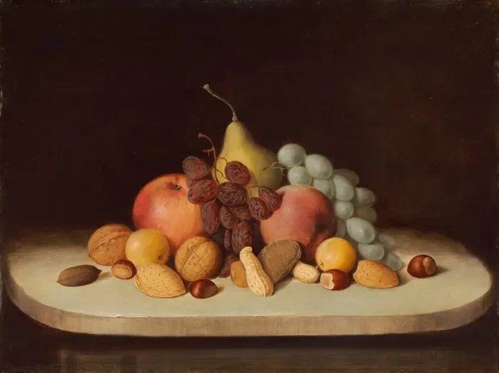 Framed Print : Still Life with Fruit and Nuts, 1848. Creator: Robert Seldon Duncanson Framed Print : Still Life with Fruit and Nuts, 1848. Creator: Robert Seldon Duncanson