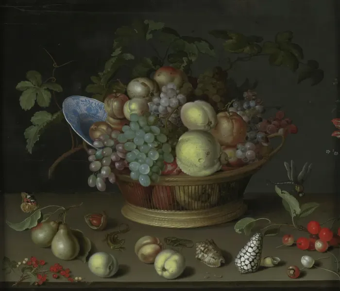 Framed Print : Still Life with Fruit and Shells, c1620-1632. Creator: Balthasar van der Ast