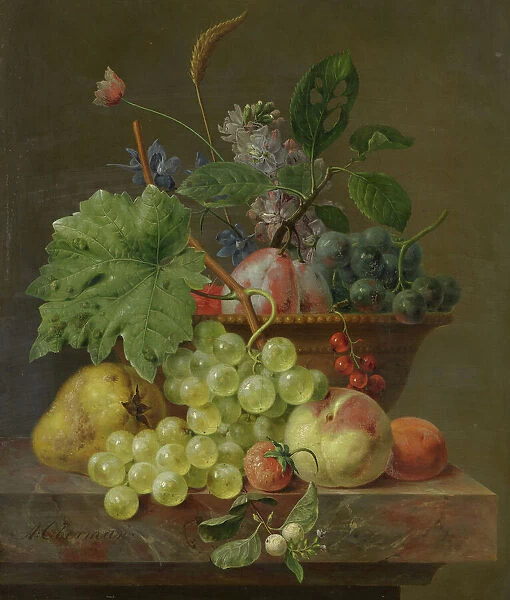 Still Life with Fruit in a Terracotta Dish, c.1830. Creator: Anthony Oberman
