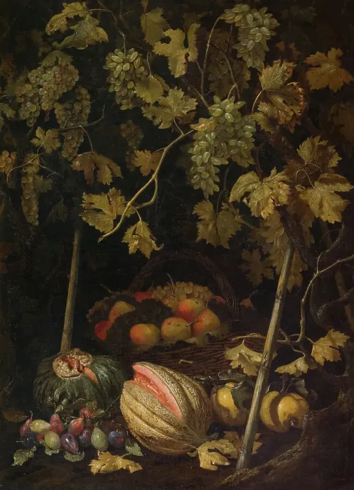 Framed Print : Still Life with Fruit and Vine, 1620s. Creator: Pietro Paolo Bonzi Framed Print : Still Life with Fruit and Vine, 1620s. Creator: Pietro Paolo Bonzi