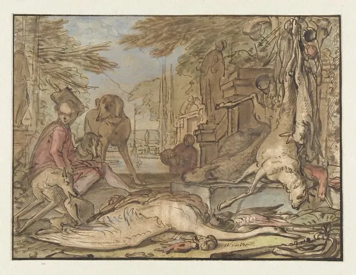 Framed Print : Still life of game, 1650-1719. Creator: Jan Weenix Framed Print : Still life of game, 1650-1719. Creator: Jan Weenix