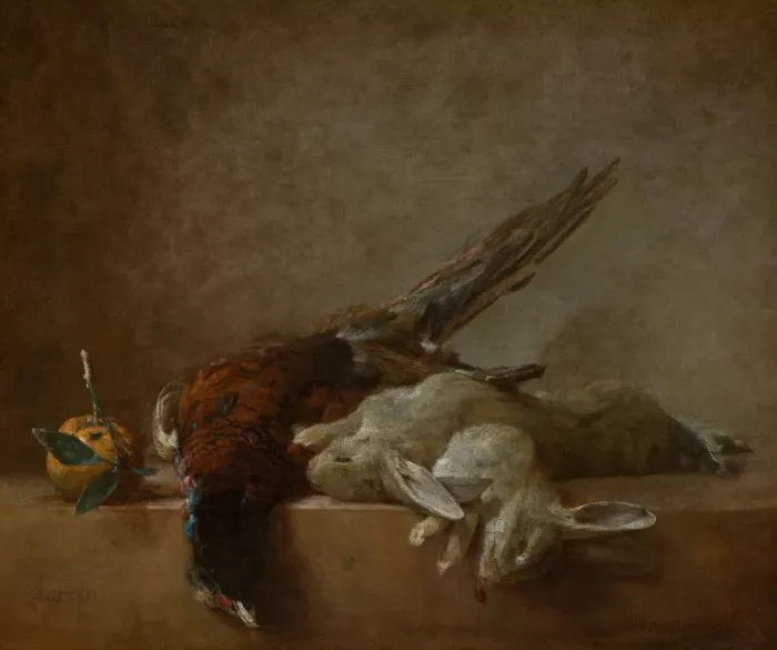 Framed Print : Still Life with Game, probably 1750s. Creator: Jean-Simeon Chardin Framed Print : Still Life with Game, probably 1750s. Creator: Jean-Simeon Chardin